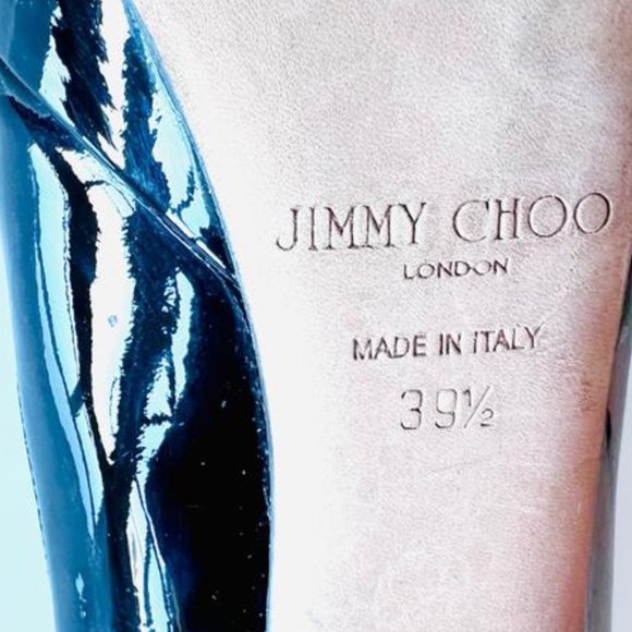 Jimmy Choo: Black Cosmic Patent Leather Pump Platforms - Picture 5 of 7